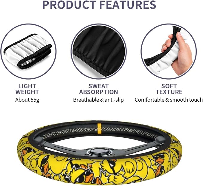 Duck Print Steering Wheel Cover Neoprene Car Steering Wheel Protector Covers Non Slip Universal 15 Inch for Men Women