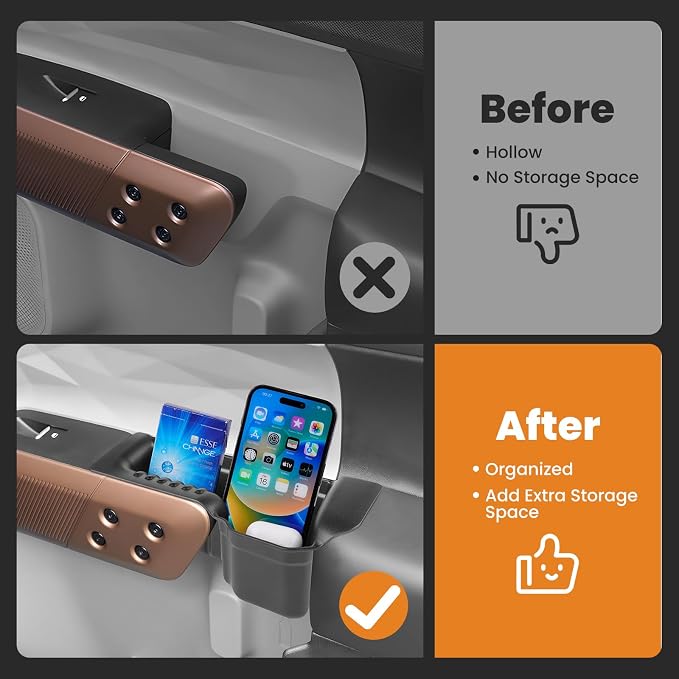 Door Handle Storage Box for 2022-2025 2026 Ford Maverick Accessories, Front Rear Door Side Storage Insert Tray Organizer Grab Handle Pocket Container 4PCS