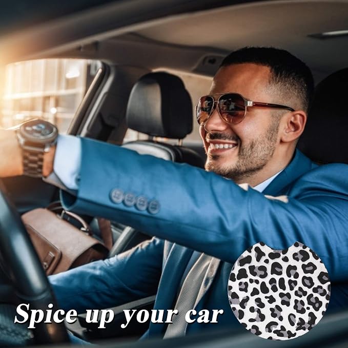 4 Pack Snow Leopard Print Car Coasters, 2.75inch Neoprene Cup Pad Mat for Cup Holders