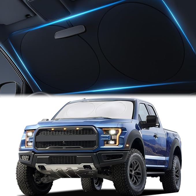 Car Windshield Sunshade | Innovative No-Light-Pass Technology for Maximum Protection | Foldable Sun Shade Keeps Your Vehicle Cool | Fit for Cars, Trucks, and SUVs | X-Large (65.7 x 36.4 in)