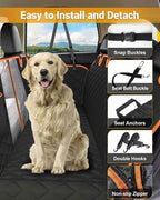 Dog Car Seat Cover, Heavy Durable Dog Seat Cover for Back Seat, 100% Waterproof Scratch Proof Nonslip Dog Hammock for Car with Side Flap, Pet Back Seat Covers Large 60" W x 64" L