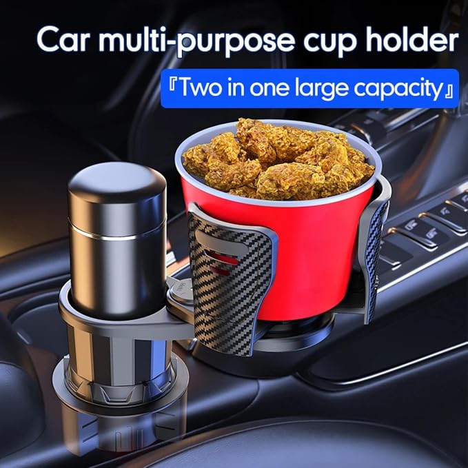 Car Cup Holder Expander, 2 in 1 360° Rotating Adjustable Fits 40oz Bottles | Fits 40oz Yeti & Hydro Flask, 2-in-1 360° Rotating, Durable ABS, Adjustable Base, Easy Install, Stable Hold, Universal Fit