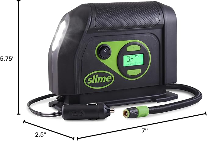 40088 Tire Inflator, Portable Car Air Compressor, Inflate Right automatic shut off, with Digital 99 psi Display, Long Hose and LED Light, 12V, 6 min inflation