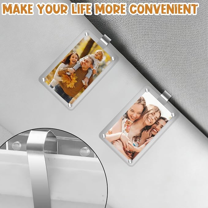 6Pcs Car Sun Visor Photo Frames, Strong Hold Visor Clips for Cars DIY Sunshade Photo Frame Clip, Not Easy to Damage Stainless Steel Accessory for Car, Home & Office