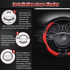 Steering Wheel Cover, Anti Slip Breathable Comfort PU Imitation Leather Cute Car Accessories for Women Girl, Universal Protector in All Season 15 inch Fit Most Car(Red)
