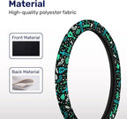 Teal Fantasy Symbol Steering Wheel Cover, Polyester Non-Slip Car Wheel Grip, Universal 15 Inch Auto Accessory