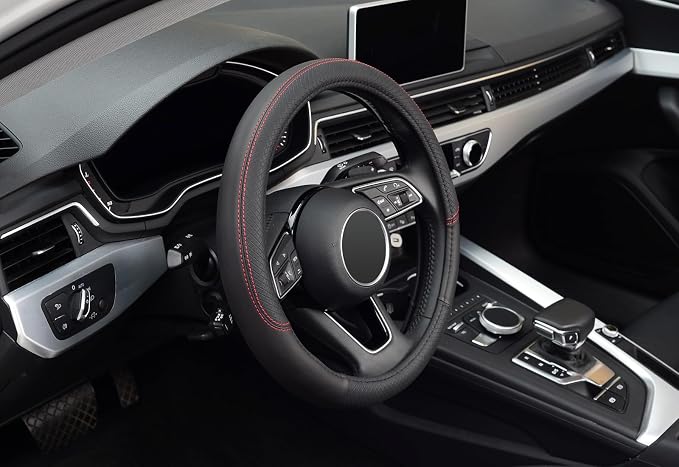 Steering Wheel Cover, Universal Fit 15 Inch Microfiber Leather Car Wheel Protector, Anti-Slip, Black