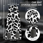 Cute Cow Car Seat Back Storage Headrest Hooks for Purses & Bags – 2PCS PU Leather Dual Metal Hooks, Backseat Organizer Accessories