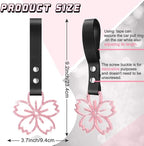 Cherry Blossoms Car Handle Strap Drift Charm Car Accessories Bling Handle Ring for Women Rear Bumper Warning Ring Decor for Auto Bus Interior Exterior Decoration (Pink, Sakura Style)