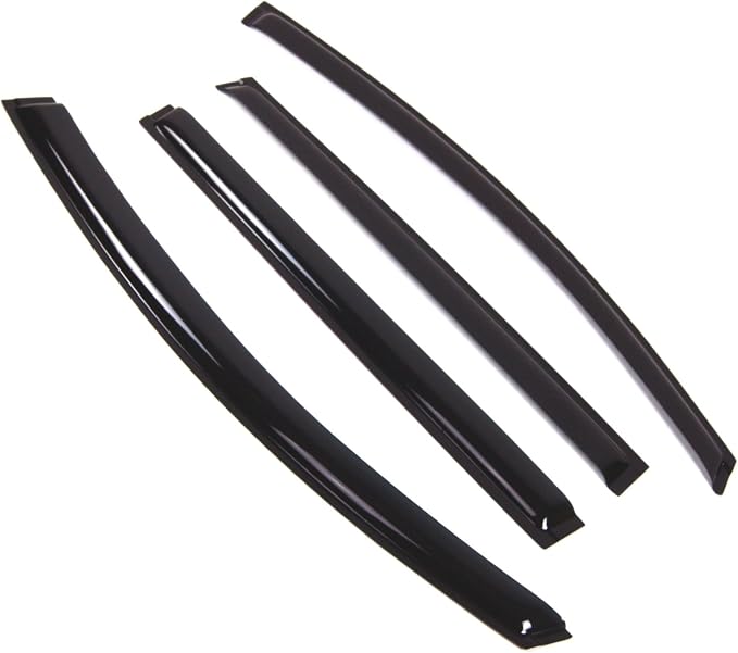 WD2-838 Dark Smoke 4 Pcs Set Window Visor (Outside Mount) Deflector Rain Guard Compatible with 2010-2017 Nissan Leaf