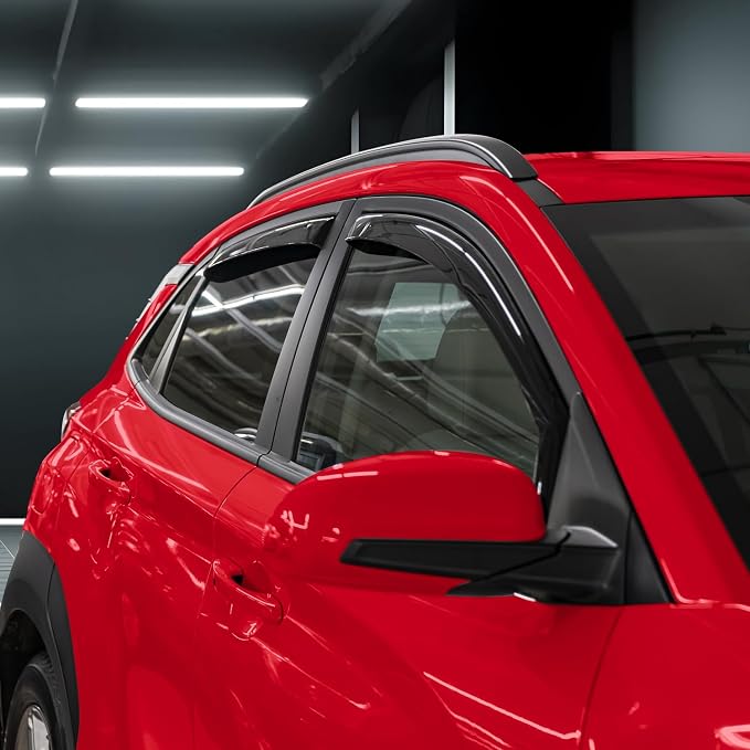 Voron Glass in-Channel Extra Durable Rain Guards for Hyundai Kona 2018-2023, Window Deflectors, Vent Window Visors, 4 Pieces - 200478