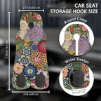 Cute Boho Floral Car Seat Back Storage Headrest Hooks for Purses & Bags – 2PCS PU Leather Dual Metal Hooks, Backseat Organizer Accessories