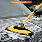 MVEQRRN 15°Curved Chenille Car Wash Brush Mop with Long Handle(Yellow) | No Scratch Car Wash Brush, Car Cleaning Brush with Extension Pole,Microfiber Car Wash Mop,Car Wash for cars, trucks