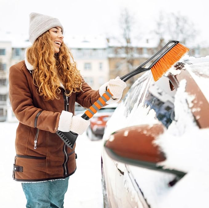 Showvigor 25" Snow Brush and Ice Scrapers for Car Windshield, 2-in-1 Detachable Design with Paint Protection, Extra Long Snow Removal Tool for Cars, Trucks, SUVs - Great for Drivers