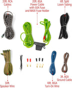 BP8K 8 Gauge Car Amplifier Installation Wiring Kit - A Car Amp Wire Kit Helps You Make Connections and Brings Power to Your Radio, Subwoofers and Speakers