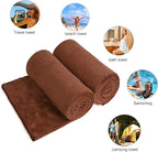 Large Bath Towels Set of 2, 30" x 60", Oversized, Soft, Absorbent, Fast Drying Microfiber Bathroom Towel for Sauna, Salon, Hotel, Sport, Fitness, Yoga, Brown