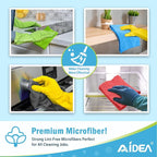 AIDEA Microfiber Cleaning Cloth Red-50PK, Soft Absorbent Shop Rags, Microfiber Towels for Cars, Kitchen Towels, Dusting Cloth for Home, Window, Cleaning Supplies, 12"×12"