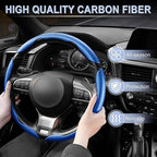 3pcs Carbon Fiber Anti-Skid Steering Wheel Cover, Waterproof & Segmented Butterfly Design, Universal 99% Vehicle Wheel Cover Protector, Car Interior Accessories, Blue