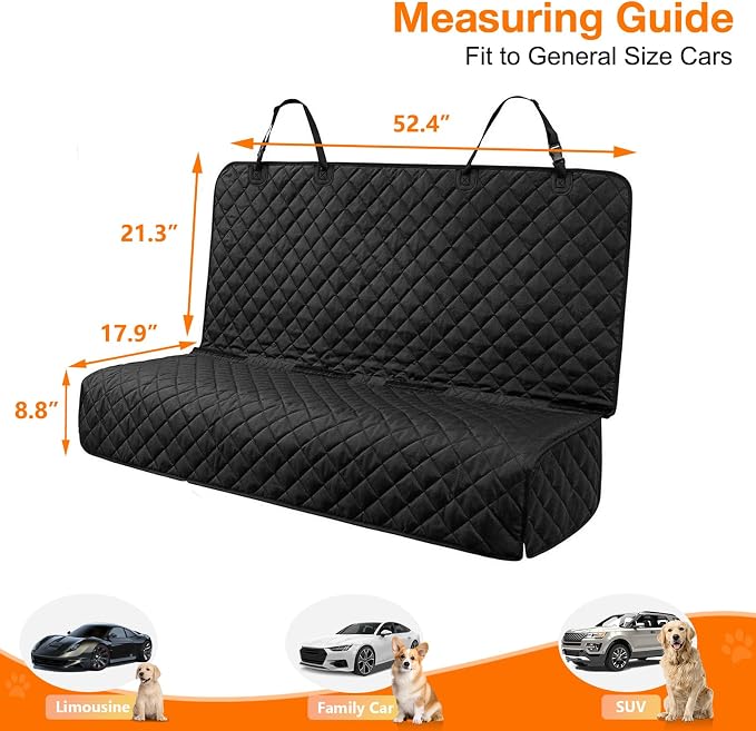 Waterproof Scratchproof Pet Bench Seat Covers for Cars, SUVs, Nonslip Durable Back Seat Cover for Dogs, 600D Oxford Fabric, Machine Washable