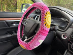 Handmade Crochet Sun and Moon Car Steering Wheel Covers Universal 14-15 inch for Women and Men (A,Steering Wheel Cover)