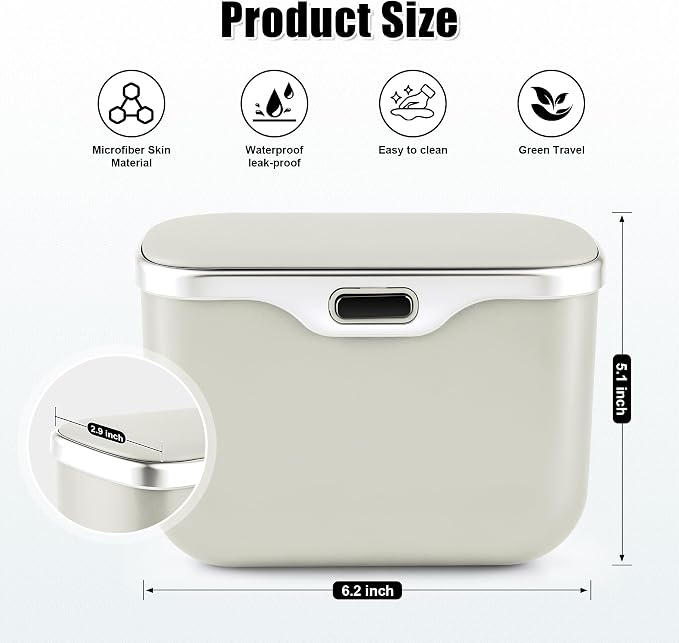Car Trash Can, Car Garbage Bin with Lid & Handle - Leak-Proof Mini Trash Can for Car, Truck, SUV - Essential Car Accessories for Organization (White)