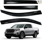 Rain Guards for Truck Honda Ridgeline 2017-2026, Window Vent Visors Accessories - Tape-On Rain Guard Window Visor for Honda Ridgeline, Easy Install Car Side Window Wind Deflectors & Visors Black