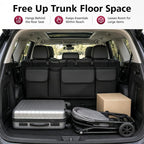 Car Trunk Organizer, Waterproof Backseat Hanging Large Storage with Adjustable Straps, Collapsible Cargo Bag with 4 Pockets, Sturdy Space Saver Frees Trunk Floor for SUV, Truck, MPV (Black)