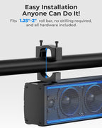 6-Speaker Metal UTV Sound Bar, 25-inch IP65 Waterproof Golf Cart Sound Bar, ATV Speaker with RGB, SxS Soundbar Compatible with Polaris RZR Can-Am w/ 1.25 in - 2 in Roll Bar