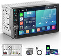 【 2026】7" QLED Double Din Car Stereo Wireless Apple Carplay& Android Auto,Car Radio upgrade AHD Backup Camera, 2.5D Hardened Tempered Touch,Extra Filter,DSP, Bluetooth, MirrorLink, SWC, FM/AM