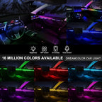 Acrylic Interior Car LED Strip Light with Wireless APP, RGB Dreamcolor 6 in 1 with 175 inches 593 LEDs Fiber Optic Ambient Lighting Kits, 16 Million Colors Sound Active Function Car Neon Lights