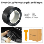 Carbon Fiber Wrap Tape for Car Door Sill Protector, Waterproof Scratch-Resistant Matte Black Vinyl Film, 2in x 33 ft for Cars, SUVs & Trucks