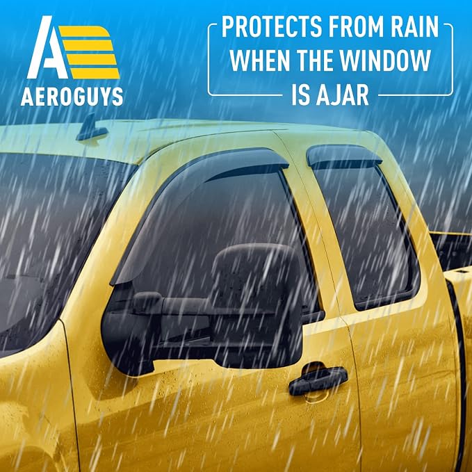 Extra Durable Window Deflectors Tape-On Window Visors Rain Guards Fit for Chevrolet (Chevy) Silverado 1500 2007-2013 Extended Cab,Sun Visors,Wind Vent for Shades, Exterior Car Accessories- 4pcs.AG0014