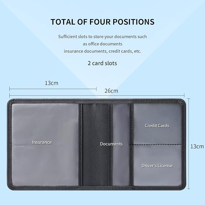 Car Registration & Insurance Card Holder Leather Auto Glove Box Organizer Document Wallet with Magnetic Shut (Black, Small) | Leather, Auto Glove Box Organizer, Document Wallet, Magnetic Shut