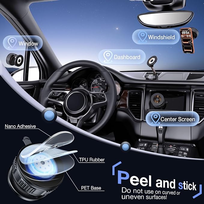 Phone Holders for Your Car for Magsafe (130+LB Strongest Ever Suction) 360° Adjustable Vacuum Car Phone Mount Magnetic, Car Phone Holder for iPhone 17 Pro Max for Automotive Multi Gauges