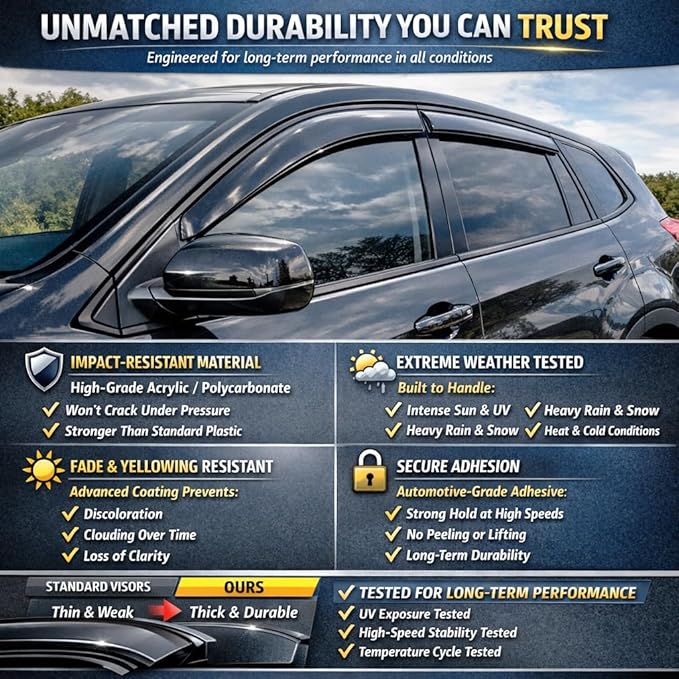 2019-2024 Tape-On Rain Guards for Subaru Forester Side Window Visor Deflectors, SK Premium Sport Limited Touring, Durable Tinted Vent Shades 2020 2021 2022 2023