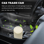 Car Trash Can Bin with Lid, Mini Vehicle Cup Holder Organizer Leakproof Garbage Bin, Waterproof Cup Type Trash Can Multi-Function Storage Container for RV Home Office (Beige)