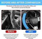 Bling Car Steering Wheel Cover, 15 Inch Rhinestones Soft Leather Elastic Steering Wheel Protector, Sparkly Crystal Diamond for Women, Car Interior Accessories for Most Cars (Blue)