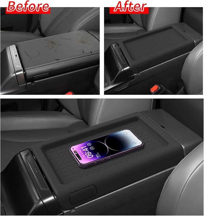 Armrest Box Cover for Toyota RAV4 2026, Black | Center Console Cover, Silicone, Console Box Lid Protector, Car Accessories