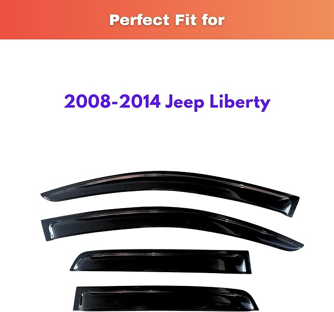 KPY Rain Guards Fit for 2008-2014 Jeep Liberty, Out-Channel Window Visors Vent Wind Deflectors 4PC, Car Accessories for 08-14 Liberty