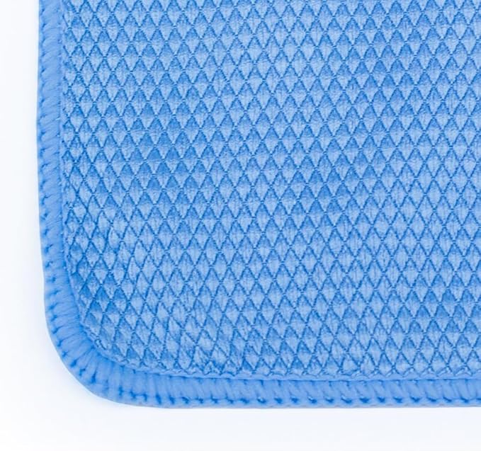 Diamond Weave Glass & Window - Detailing Towels to Polish Mirrors & Chrome, Snakeskin Like Texture, Lint-Free, Streak-Free, 280gsm, 16in. x 16in, Blue (6-Pack)