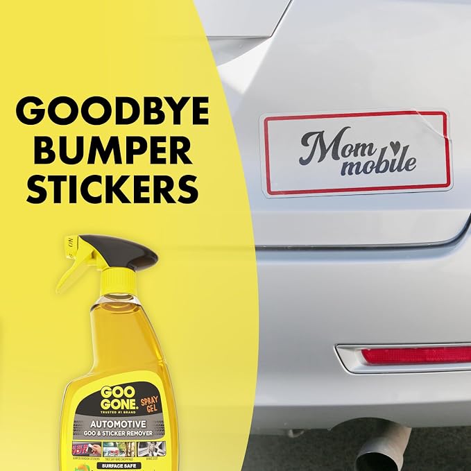 Automotive Adhesive Remover, Goo & Grime Cleaner for Bumper Stickers, Decals, Tree Sap, Brake Dust, Bird Droppings, Gum, Spray Paint, Asphalt, 24 oz with MicroFiber Buffing Towel