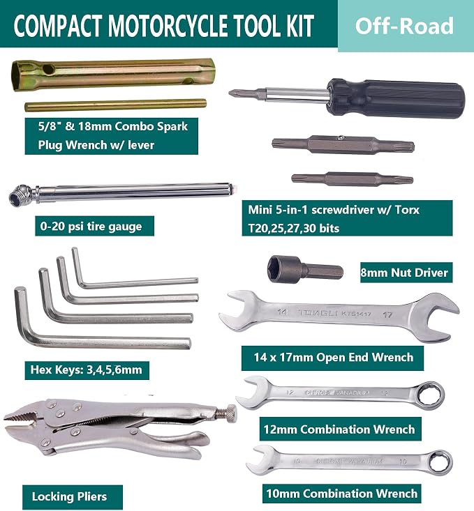 Compact Tool Kit for Roadside Service,Sports Bike,Motorcycle Repair Tool Kit for Japanese Motorcycle, ATV,UTV,Sports Bike,Gift for Father Husband Christmas Birthday