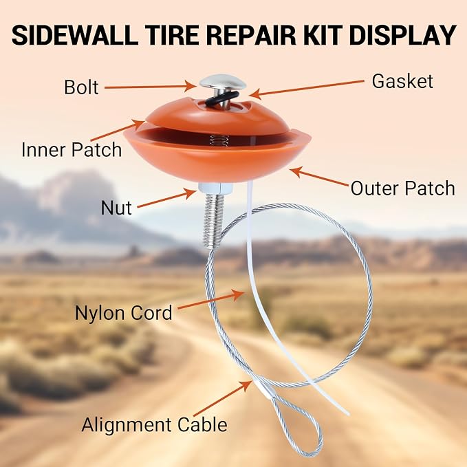 3 Pcs Sidewall Tire Repair Kit, Tire Puncture Repair Kit Portable Sidewall Emergency Repairs Tool Compatible with ATV UTV SXS Lawnmower Tractor RZR Talon KRX