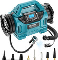 3X Faster Tire Inflator/Deflator Compatible with Makita 18V Battery, 160 PSI Cordless Air Compressor Pump with 12V Car Adapter, LCD Digital Gauge for Car, Air Mattresses (Tool Only)