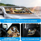 Funny Cows Foldable Windshield Snow Cover, Reflective Accordion Car Windshield Snow Cover, Sun Visor for Car Windshield, Ultimate Heat & UV Protection, Suitable for Most Cars, 54" L x 27.6" W