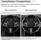 Car Leather Steering Wheel Cover - Panapi Material, Universal 14.5-15 Inch Leather Anti-Slip Breathable Auto Steering Wheel Covers for Men Women (Embroidery-White)