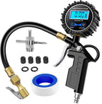 50026R Digital Tire Inflator Pressure Gauge,250 PSI Air Chuck and Compressor Accessories Heavy Duty with Rubber Hose Quick Connect Coupler for 0.1 Display Resolution