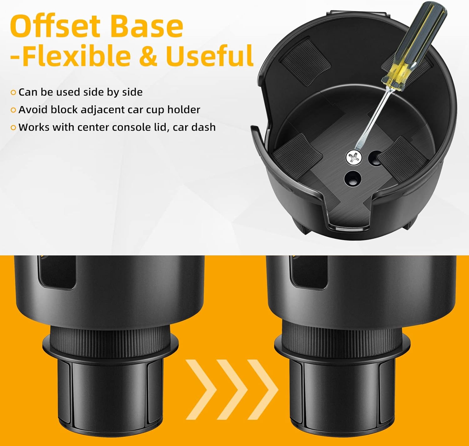 2-in-1 Car Cup Holder Expander with Phone Mount