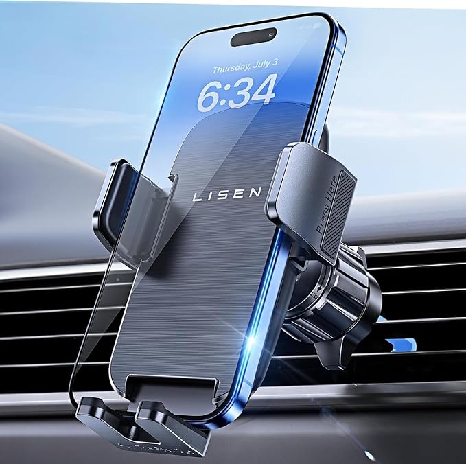 Car Phone Mount, Phone Holders for Your Car [Thick Cases Friendly] Car Vent Phone Holder & Metal Hook Truck Jeep Accessories for iPhone 17 Air Pro Samsung Google and All 4-7'' Phone