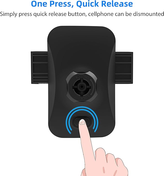 Universal Portable Smartphone Holder for Car, Air Vent Mount, 360° Rotation, Easy to Install, One-Handed Release, Adjustable and Secure, Grey